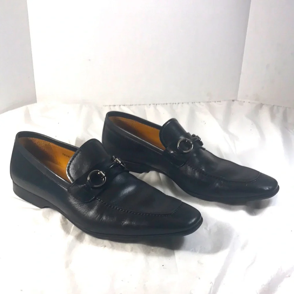 Magnanni Mens  Black Leather Naza Bit  Slip On  Loafers
